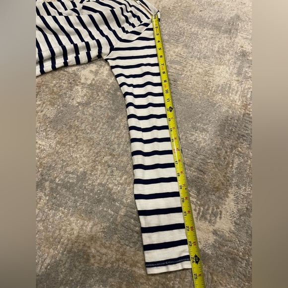 J. Crew Navy Striped Long Sleeve Shirt Zip-up Shoulders Size Small Lightweight - Picture 11 of 11